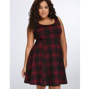 NWT Torrid 1 Plaid Textured Skater Dress 1X 14 16
